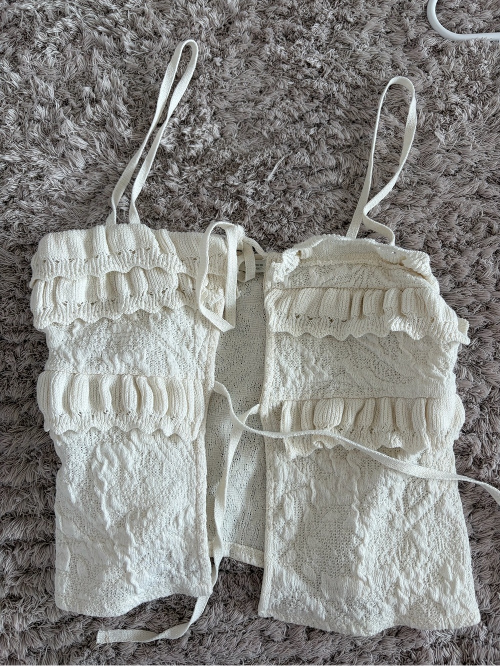 Women’s Cream Ruffled Knit Camisole Zara